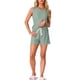 thumbnail image 2 of INSPIRAR CHIC Conjuntos de Pijamas de Mujer de Tejido Waffle Sin Mangas con Escote en V, Top de Tanque con Pantalones Cortos, Tallas 2XL, Verde Claro, 2 of 6