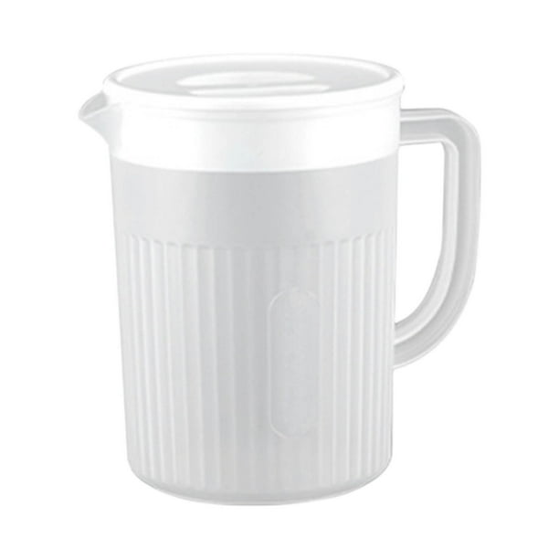 Jarra de plástico de 2 litros (68 oz), jarra para té helado, jarra de agua, jarra con asa para té, jugos, leche y bebidas frías o calientes (blanca)