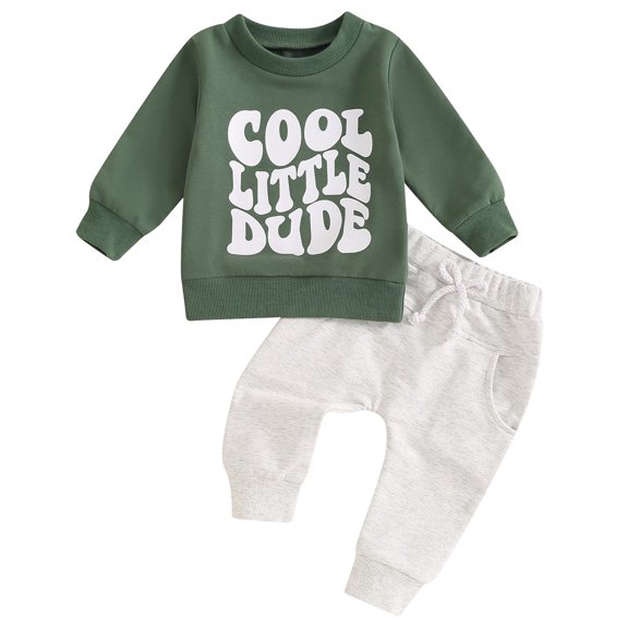 Caqnni Toddler Baby Boy Fall Winter Outfit Toddler Baby Boy Long Sleeve Crewneck Shirts Shorts Fall Winter Clothes for 0 6 12 18 24 M 1t 2t 3t 4t 5t 6t(3-4 Years,Green)