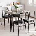 thumbnail image 1 of 5 - piece kitchen dining mesa set in gray para 4, rectangular wood top y 4 cushioned sillas, ideal para para small spaces y apartments, 1 of 8