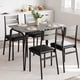 thumbnail image 1 of 5 - piece kitchen dining mesa set in gray para 4, rectangular wood top y 4 cushioned sillas, ideal para para small spaces y apartments, 1 of 8
