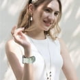 thumbnail image 3 of Gopink 3 Pcs Compatible for Apple Watch Band Scrunchie 49mm 45mm 44mm 42mm Pearls Satins Elastic Cloth Soft Bands Women Bracelet Strap for iWatch Series SE 8 7 6 5 4 3 2 1( 6.3 - 7.9 inches), 3 of 5