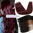 thumbnail image 2 of Benehair 100% Remy Real Human Hair Extensions Micro Ring Easy Loop In Hair Tips Nano Beans Russian Remy Hair Thick Strands 50g 16"-24" Striaght Wine Red, 2 of 12