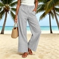 thumbnail image 2 of Edvintorg Pants for Women Plus Size Fashion Striped Elastic Waisted Casual Loose Wide Leg Trousers with Pockets Womens Clothes Black XL, 2 of 7