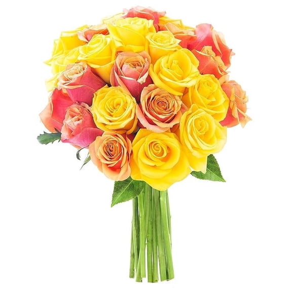 KaBloom : Bouquet of 12 Orange Roses and Yellow Roses Next-Day Delivery, Gift for Every Occasion.