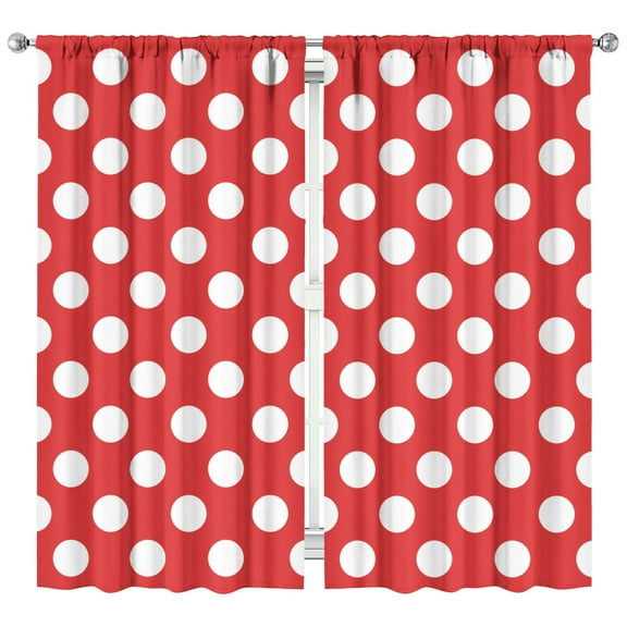 Vintage Polka Dot Kitchen Curtains Set of 2 - 42x84 Inch Classic Black & White Dots, Rod Pocket Window Panels
