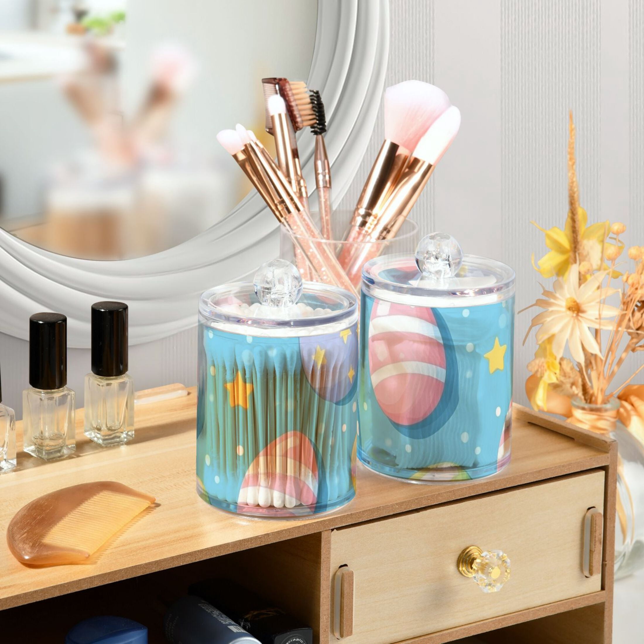Ckdifva Easter Eggs Stars Storage Jar with Lid Acrylic Organization Storage Containers Set of 4