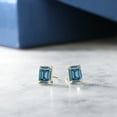 thumbnail image 4 of Gem Stone King 14K Yellow Gold Persian Blue Moissanite Stud Earrings for Women Men (2.00 Cttw, Gemstone Birthstone, Emerald Cut 7X5MM), 4 of 4