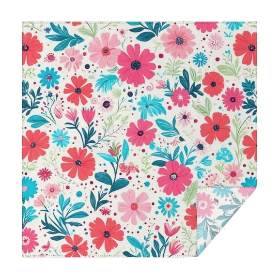 Pioneer Flower Floral Print Pattern Square Tablecloth,Waterproof Square Table Cover,Wipeable Spillproof Washable Table Cover for Home Kitchen Party Decor 42"X42"(107x107cm)