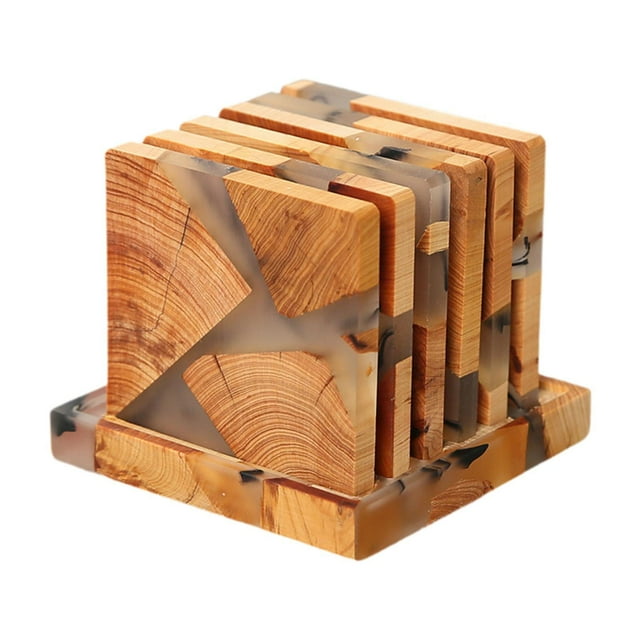 6x posavasos de resina, almohadillas para tazas, aislamiento térmico, taza para té y café, posavasos para mesa, posavasos para bebidas, vajilla para n cuadrado