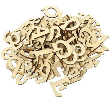 Eease 124pcs Wooden Letters Crafts Wooden Alphabet Letters Numbers Wooden Wedding Craft Decors