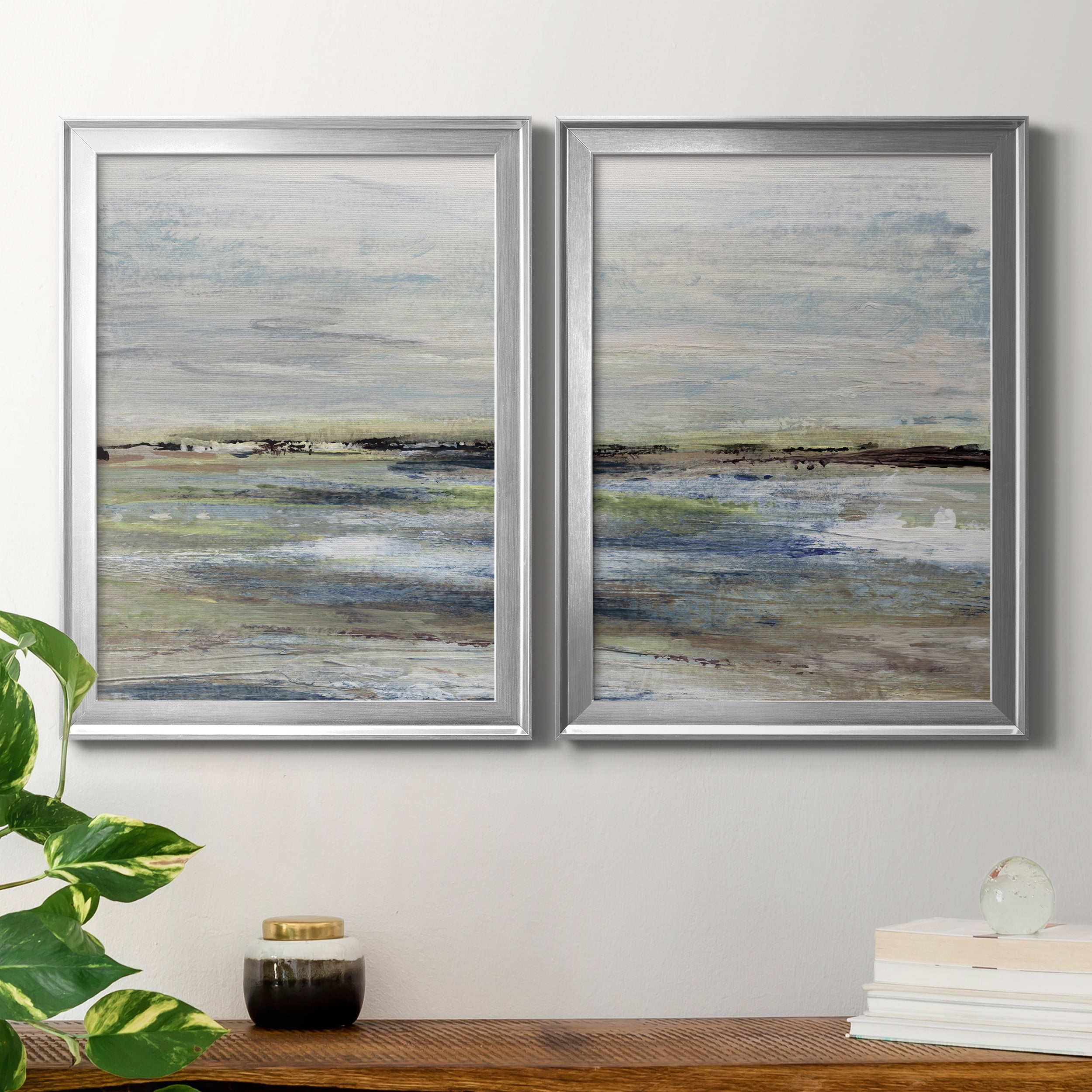 2 Piece Set Wetlands I Premium Framed Canvas - Ready to Hang - 22.5 x 30.5 Each - Silver Frame