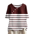 thumbnail image 1 of PEZHADA Femmes Tops Manches 3/4 Femmes Casual Print Pullover Coton Lin Boutons Col Rond Manches Courtes Top Top Tops pour Femmes Manches 3/4, 1 of 9