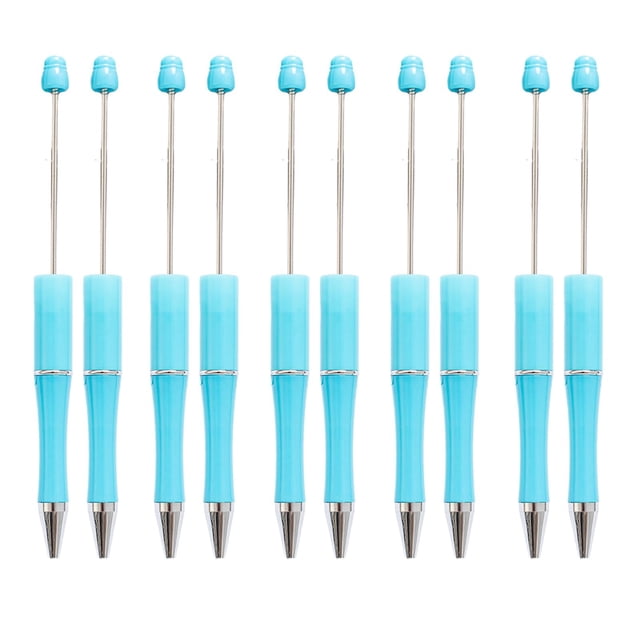 10 bolígrafos con cuentas, bolígrafo con cuentas, bolígrafos de tinta negra para bricolaje, bolígrafos con cuentas para Azul