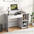 thumbnail image 2 of Costway Lift Top Computer Desk Standing Desk with Hidden Compartments & Storage Shelves, 2 of 10