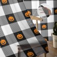thumbnail image 5 of Sheer Curtains 63 inches Long, Halloween Orange Pumpkins in Retro Black and White Plaid Light Filtering Sheer Window Curtains Rod Pocket Voile Drapes for Bedroom Living Room, 52"W x 63"L 2 Panels, 5 of 7