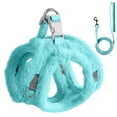 thumbnail image 3 of KBOOK Small Dog Harness and Leash Set Soft Furry Pet Harness Adjustable for Puppy Cat Outdoor Walking Travel (Mint Green, XS), 3 of 7