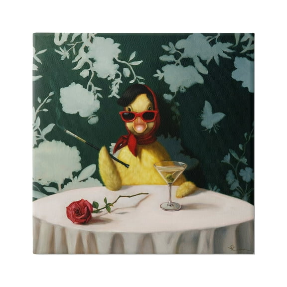 Stupell Industries Fancy Duck with Martini Animals & Insects Painting Gallery Wrapped Canvas Art Print Wall Art, 24 x 24
