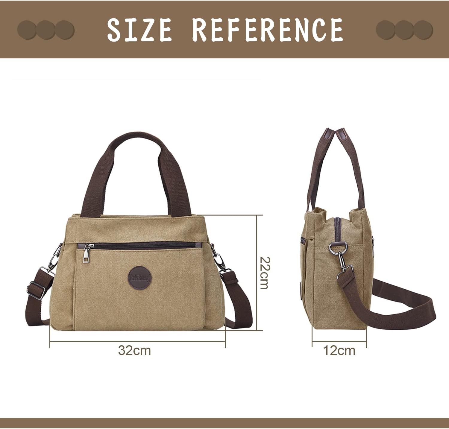 Women's Vintage Canvas Hobo Handbags Work Shoulder Crossbody Bag Tote Purses Multi-pocket Handbags