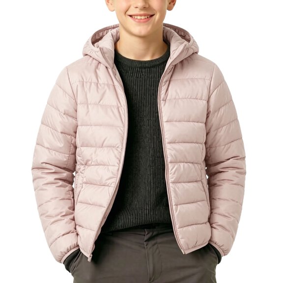 Xdegoge Boys Hooded Winter Coat Lightweight Puffer Jacket Outerwear Quilted Wind Resistant Windbreaker for Kids Fall Winter Everyday Wear Packable Travel
