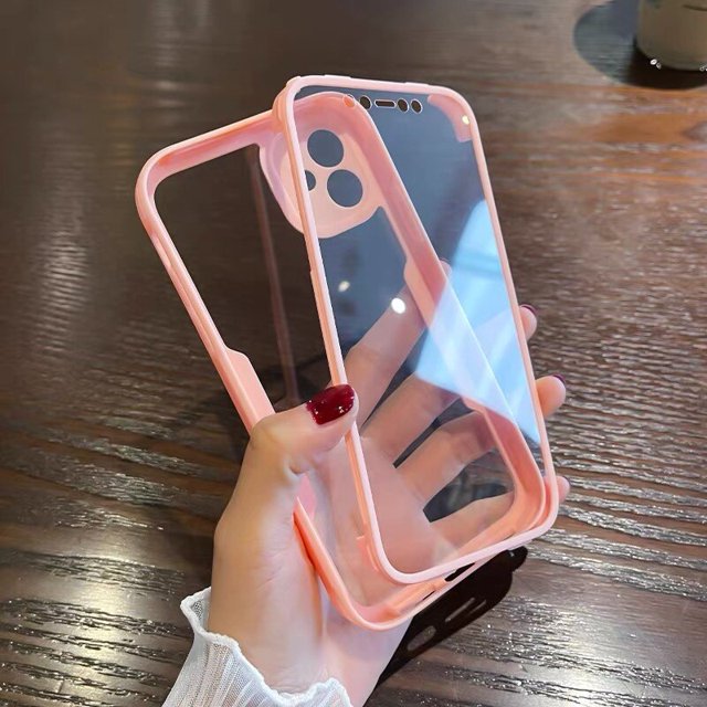 Funda protectora de silicona para iPhone, carcasa de lujo 360 completa frontal + trasera transparente, a prueba de golpes, para iPhone 13, 14, 11, 12 Pro Max, XS, X, XR, 7, 8 Plus, SE Fivean unisex