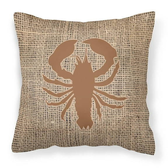 Carolines Treasures BB1015-BL-BN-PW1414 Lobster Burlap and Brown   Canvas Fabric Decorative Pillow BB1015 14Hx14W