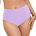 thumbnail image 3 of TTUHYWXI Women's High Waisted Bikini Bottom Tummy Control Ruched Vacation Beach Bathing Suit Swim Bottom (Light Purple, XL), 3 of 9