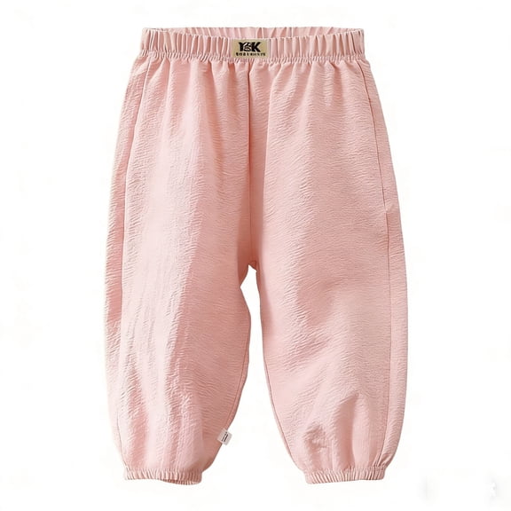 Kukoosong Boys' and Girls' Summer Pants, Elastic Waist Lightweight Casual Trousers for Kids, Breathable Jogger Pants Spring Fall Outfit Long Pants