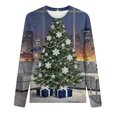 thumbnail image 3 of Uootdi Vintage Christmas Long Sleeve Sweatshirts for Gift Women Funny Cute Santa Claus Shirts Xmas Tree Printed Holiday Pullove r, 3 of 4