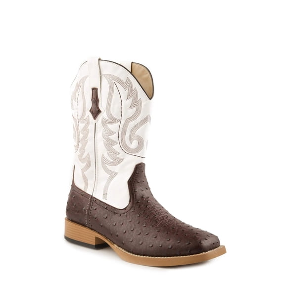 Roper Mens Bumps Ostrich Square Toe Cowboy Mid Calf Boots