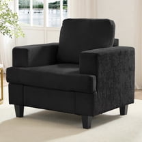 Mjkone Chenille Accent Chair,Armchair with Solid Wood Frame for Living Room,Dark Gray