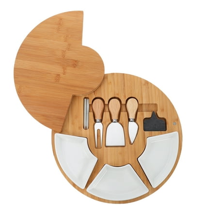 

Rosarivae 1 Set of Unique Bamboo Cheese Board Kit Cheese Serving Tray for Home Use