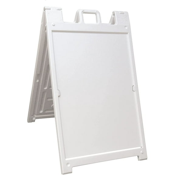 White Plasticade Signicade Deluxe A Frame Sidewalk Curb Sign Portable Folding Double Sided Display with Quick Change System