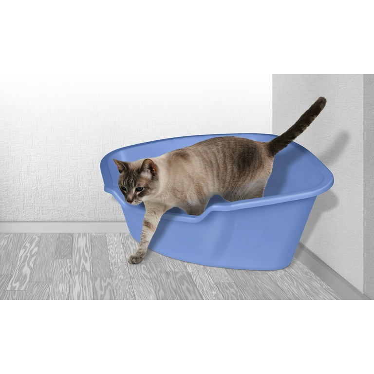 High sided top corner litter box