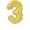 Gold Sparkels, variant on PMU Number Three Shape 38 Inch Black with Silver Sparkles Mylar Balloon Pkg/1