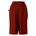 thumbnail image 7 of Glisme Casual Pants For Women Plus Size Knee Length Cotton Linen Shorts Summer Baggy Dressy Long Shorts With Pockets Red Trousers Flexible Fit, 7 of 7