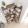 thumbnail image 3 of Leumius 5 Tier Freestanding Bookshelf,Wooden L-Shaped Corner Bookcase with Anti-drop Panel and Anti Tipping Device, Display shelf Open Storage,Dark Brown, 3 of 21