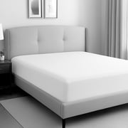 Color Sense 100% Cotton Percale Single Fitted Bedsheet Cool & Crisp Queen White