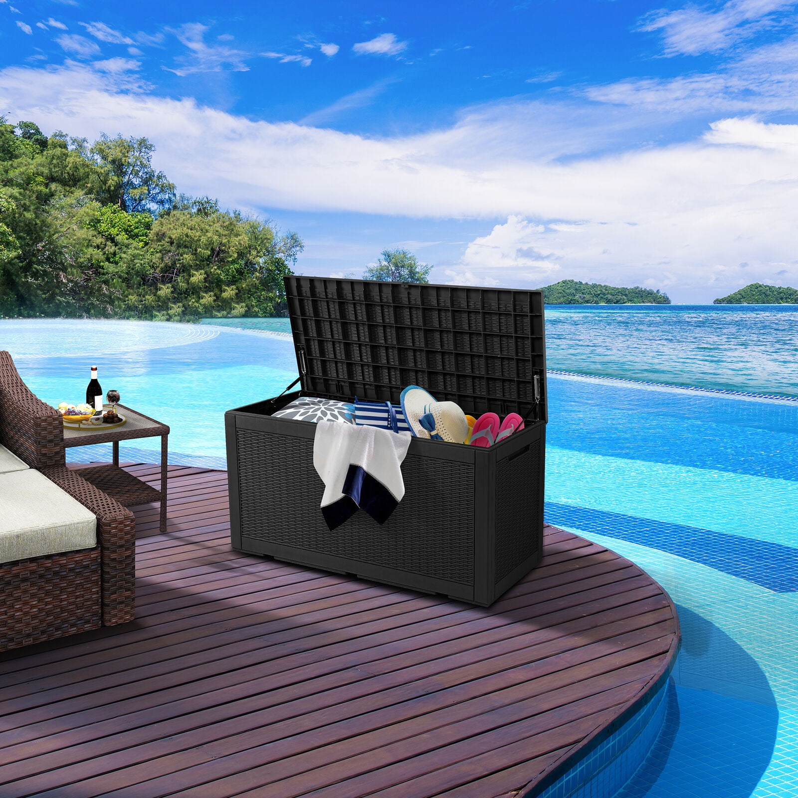 outside pool storage