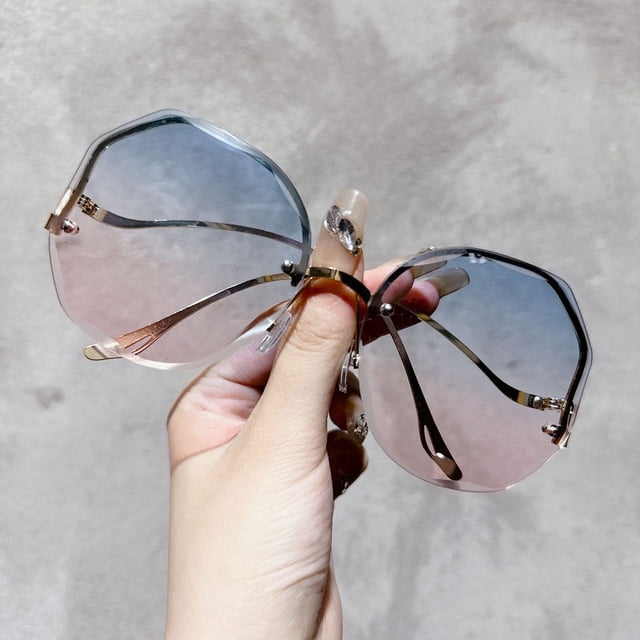 Gafas de sol de mujer de alta gama, de moda, de media montura, lisas, protección solar para exteriores, protección UV, gafas de sol de montura grande color ruborizadas