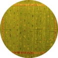 thumbnail image 1 of Ahgly Company Machine Washable Indoor Round Abstract Yellow Modern Area Rugs, 5' Round, 1 of 4