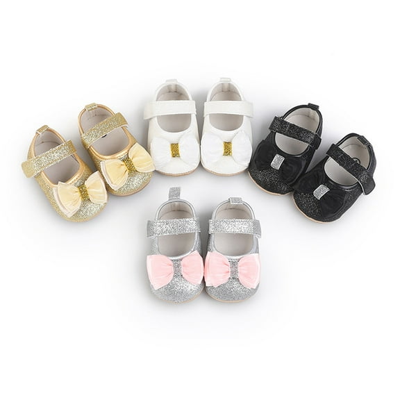 Yoyauz Baby Girl Mary Jane Shoes Anti Slip Rubber Sole Ballet Slippers Princess Dress Wedding Shoes Newborn Kids Shoes Toddler Shoes(0-12 Month)