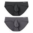 thumbnail image 2 of TANBOM Men's Bulge Enhancing Briefs Mesh Nylon Underwear Black/Dark Gray XXL 2-Pack, 2 of 6