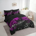 thumbnail image 3 of Manfei Romantic Rose Bedding Comforter Set 7 Pieces for Lover, Couple Valentines Day Full Bedding Set, Black Purple Reversible Fitted Sheet Flat Sheet, Microfiber Bedroom Decor, 3 of 7