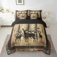 thumbnail image 2 of Rustic Deer Comforter Set 7 Piece Farmhouse Cabin Bed In A Bag Queen Western Woodland Wildlife Bedding Comforter Sets Adults Men Black Retro Country Animal Bed Set, 2 of 5
