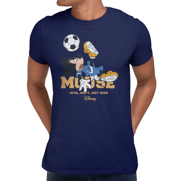Disney Mickey Mouse Soccer Bicycle Kick Men's T Shirt (Navy, S-XXXL)
