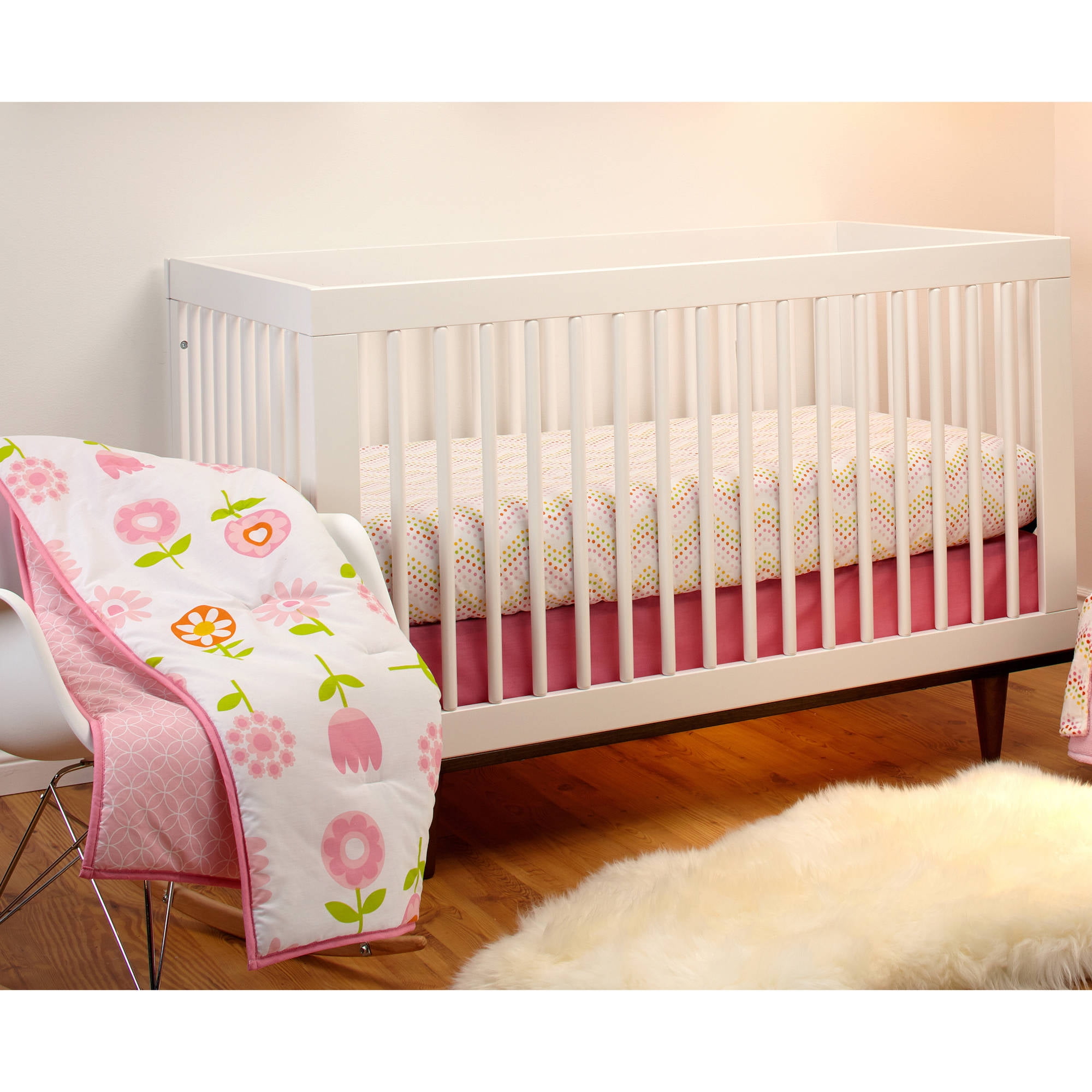 Pinwheel Floral Fusion 3pc Crib Set