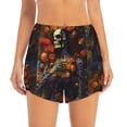 thumbnail image 2 of Fuzoiu Vintage Floral Skull Print Women's Athletic Shorts, Double-Layer Running Shorts with Pocket,Women's Workout Shorts for Yoga, Gym, and Workouts-X-Large, 2 of 7