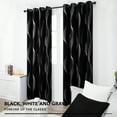 thumbnail image 4 of Deconovo Blackout Curtains for Bedroom, 84 inch Curtains, Grommet Thermal Insulated Curtains with Silver Wave Lines (52 x 84 inch, Black, 2 Panels), 4 of 9
