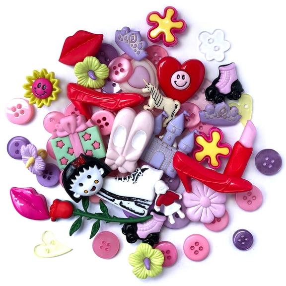 Buttons Galore Value Pack of Buttons for Crafts and Sewing-Girls- 50  Buttons